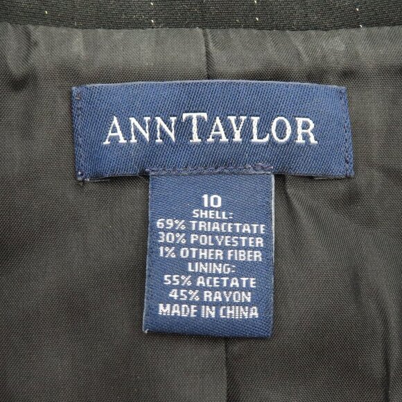 Ann Taylor Women 10 Black White Pinstripe Striped 2 Button Suit Jacket Blazer - Picture 4 of 7